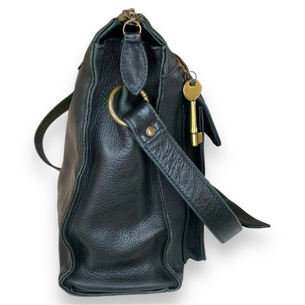 FOSSIL BLACK VINTAGE PEBBLED LEATHER CROSSBODY BAG - Picture 3 of 8